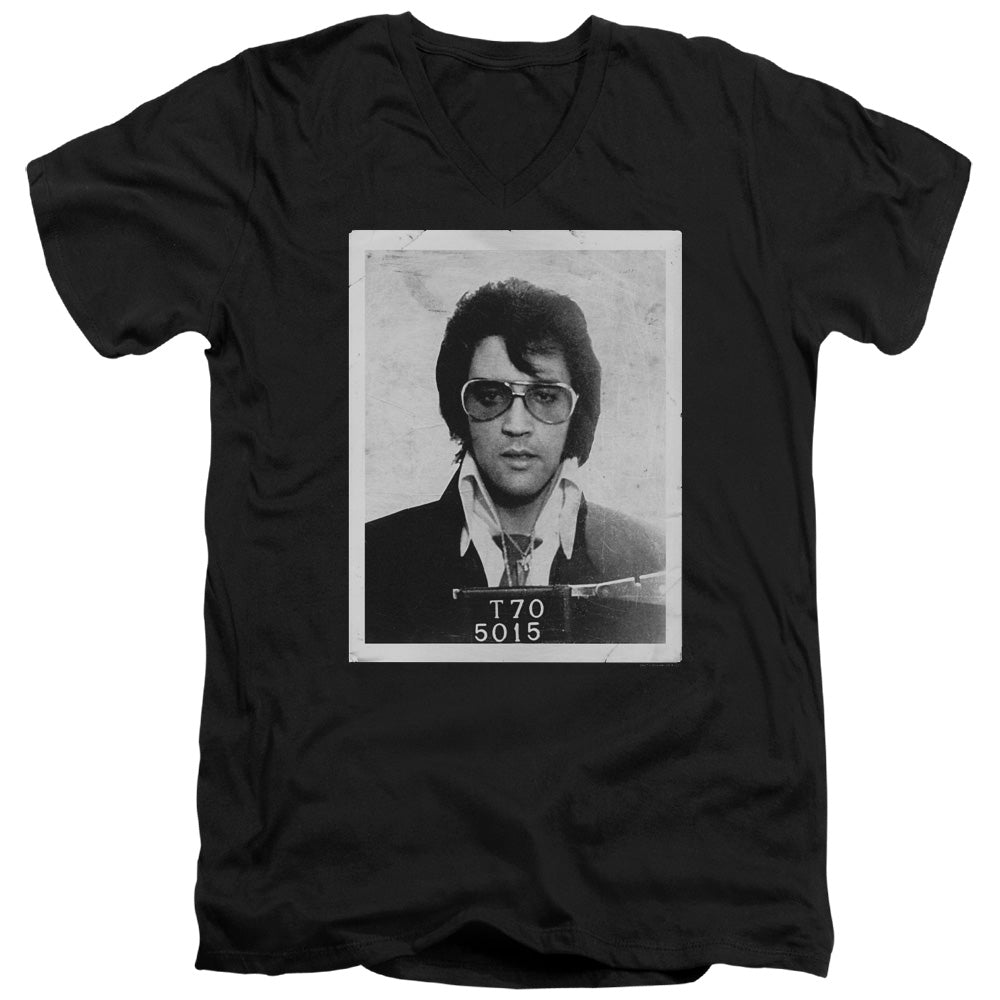 AN OFFCIALLY LICENSED ELVIS PRESLEY FRAMED MEN'S V-NECK T-SHIRT BLACK