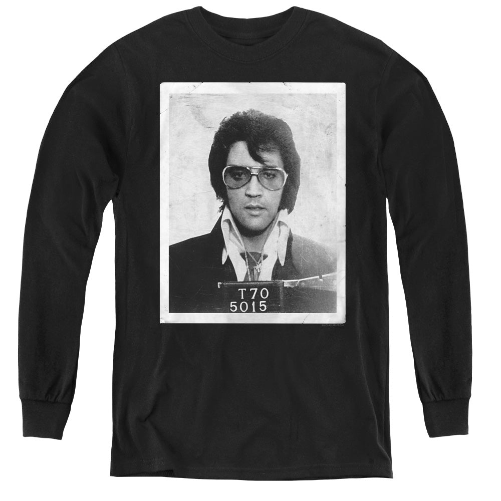 AN OFFCIALLY LICENSED ELVIS PRESLEY FRAMED YOUTH LONG SLEEVE T-SHIRT BLACK