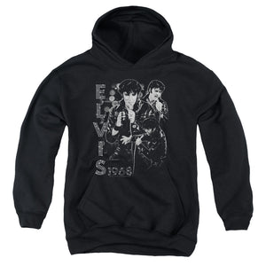 AN OFFCIALLY LICENSED ELVIS PRESLEY LEATHERED YOUTH HOODIE BLACK