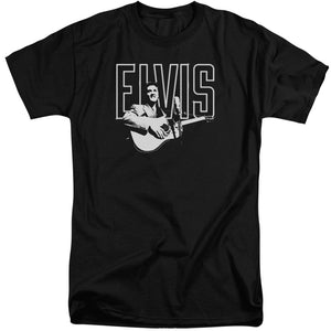 AN OFFCIALLY LICENSED ELVIS PRESLEY WHITE GLOW MEN'S TALL FIT T-SHIRT BLACK