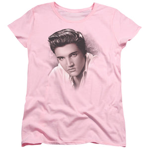 AN OFFCIALLY LICENSED ELVIS PRESLEY THE STARE WOMEN'S REGULAR FIT T-SHIRT PINK