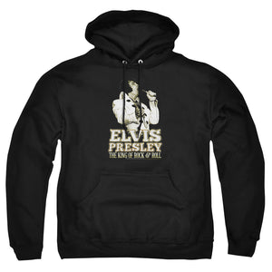 AN OFFCIALLY LICENSED ELVIS PRESLEY GOLDEN ADULT UNISEX PULLOVER HOODIE BLACK