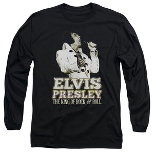 AN OFFCIALLY LICENSED ELVIS PRESLEY GOLDEN MEN'S LONG SLEEVE T-SHIRT BLACK