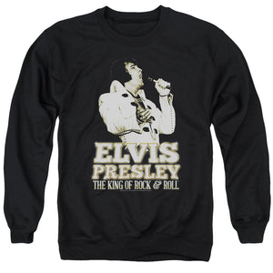 AN OFFCIALLY LICENSED ELVIS PRESLEY GOLDEN ADULT UNISEX CREWNECK SWEATSHIRT BLACK
