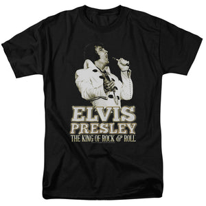 AN OFFCIALLY LICENSED ELVIS PRESLEY GOLDEN MEN'S REGULAR FIT T-SHIRT BLACK