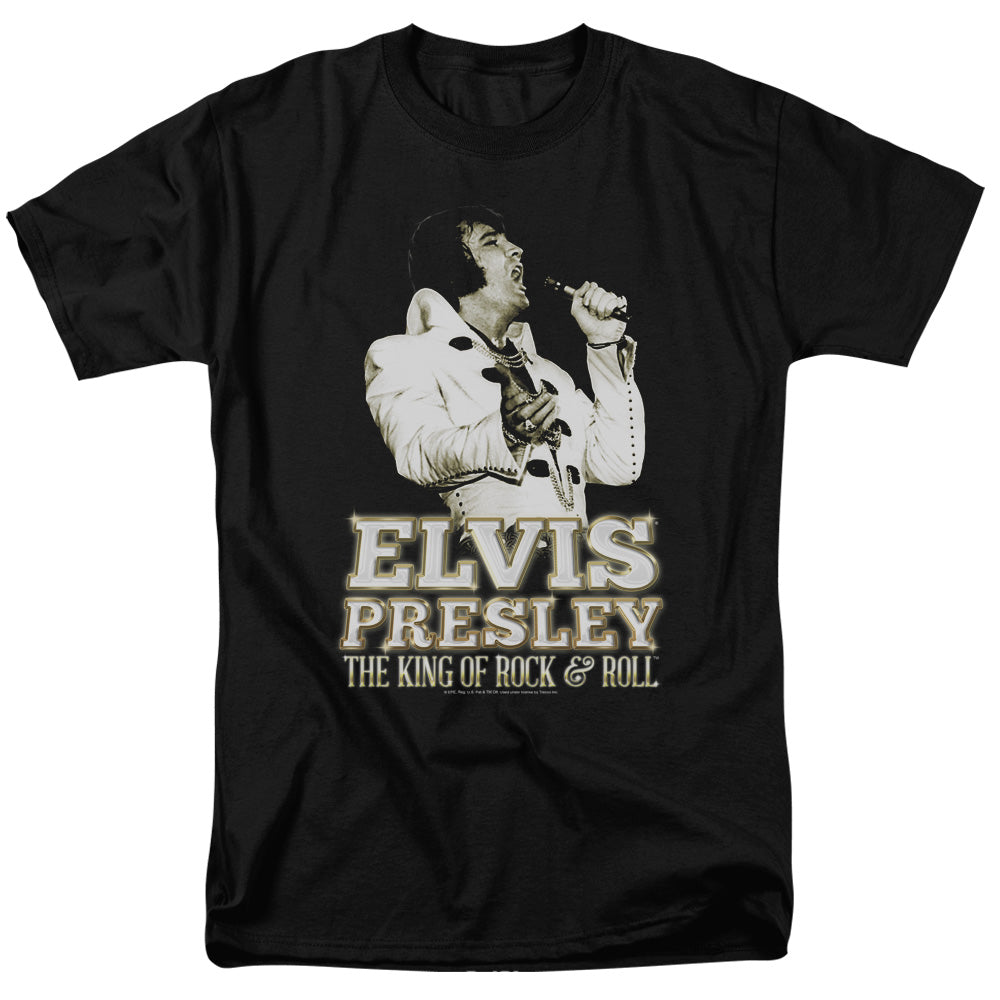 AN OFFCIALLY LICENSED ELVIS PRESLEY GOLDEN MEN'S REGULAR FIT T-SHIRT BLACK