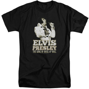 AN OFFCIALLY LICENSED ELVIS PRESLEY GOLDEN MEN'S TALL FIT T-SHIRT BLACK