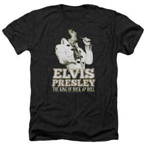 AN OFFCIALLY LICENSED ELVIS PRESLEY GOLDEN MEN'S HEATHER T-SHIRT CHARCOAL