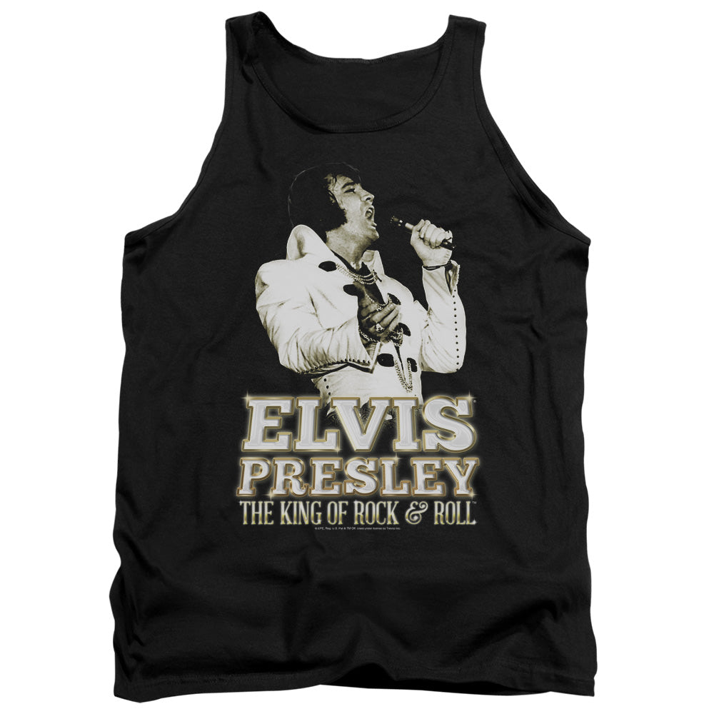 AN OFFCIALLY LICENSED ELVIS PRESLEY GOLDEN ADULT UNISEX TANK TOP BLACK