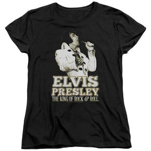 AN OFFCIALLY LICENSED ELVIS PRESLEY GOLDEN WOMEN'S REGULAR FIT T-SHIRT BLACK