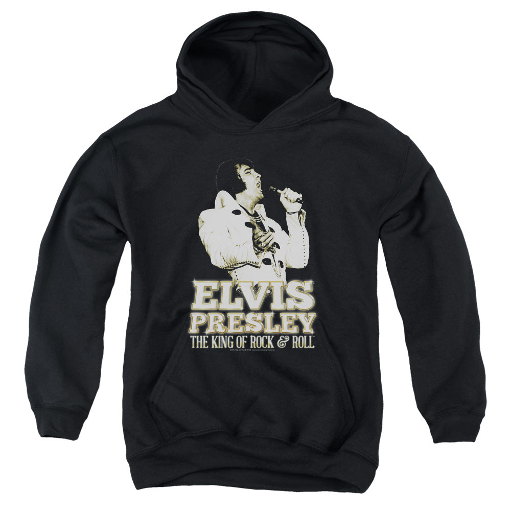 AN OFFCIALLY LICENSED ELVIS PRESLEY GOLDEN YOUTH HOODIE BLACK