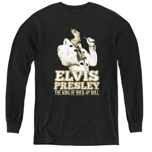 AN OFFCIALLY LICENSED ELVIS PRESLEY GOLDEN YOUTH LONG SLEEVE T-SHIRT BLACK