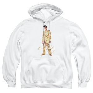 AN OFFCIALLY LICENSED ELVIS PRESLEY GOLD LAME SUIT ADULT UNISEX PULLOVER HOODIE WHITE