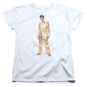 AN OFFCIALLY LICENSED ELVIS PRESLEY GOLD LAME SUIT WOMEN'S REGULAR FIT T-SHIRT WHITE