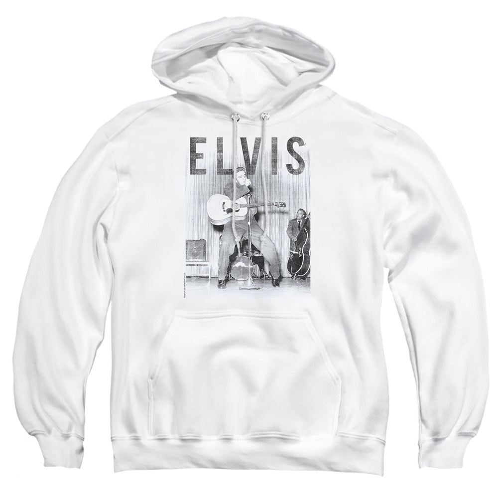 AN OFFCIALLY LICENSED ELVIS PRESLEY WITH THE BAND ADULT UNISEX PULLOVER HOODIE WHITE