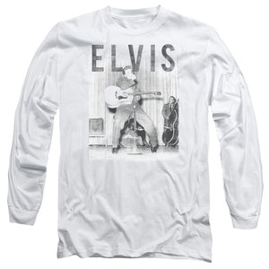 AN OFFCIALLY LICENSED ELVIS PRESLEY WITH THE BAND MEN'S LONG SLEEVE T-SHIRT WHITE