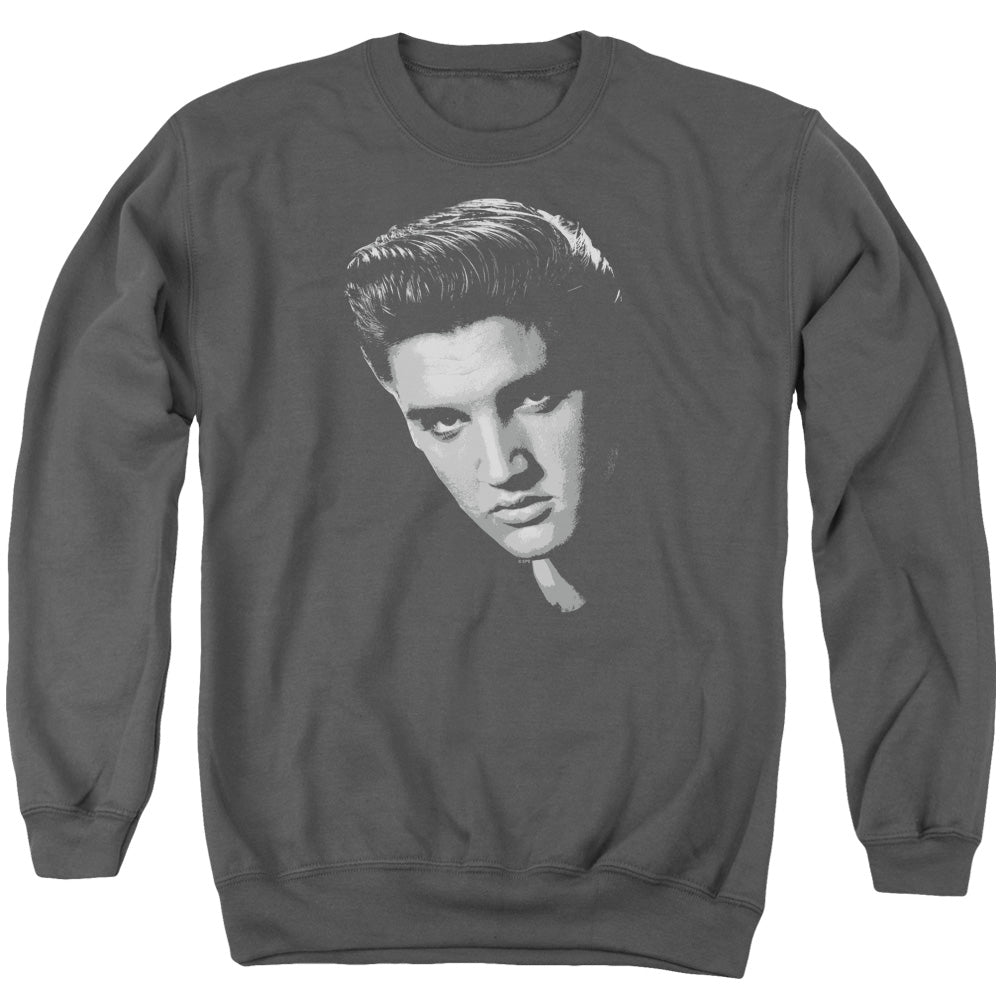 AN OFFCIALLY LICENSED ELVIS PRESLEY AMERICAN IDOL ADULT UNISEX CREWNECK SWEATSHIRT CHARCOAL