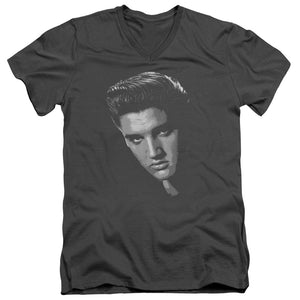 AN OFFCIALLY LICENSED ELVIS PRESLEY AMERICAN IDOL MEN'S V-NECK T-SHIRT CHARCOAL