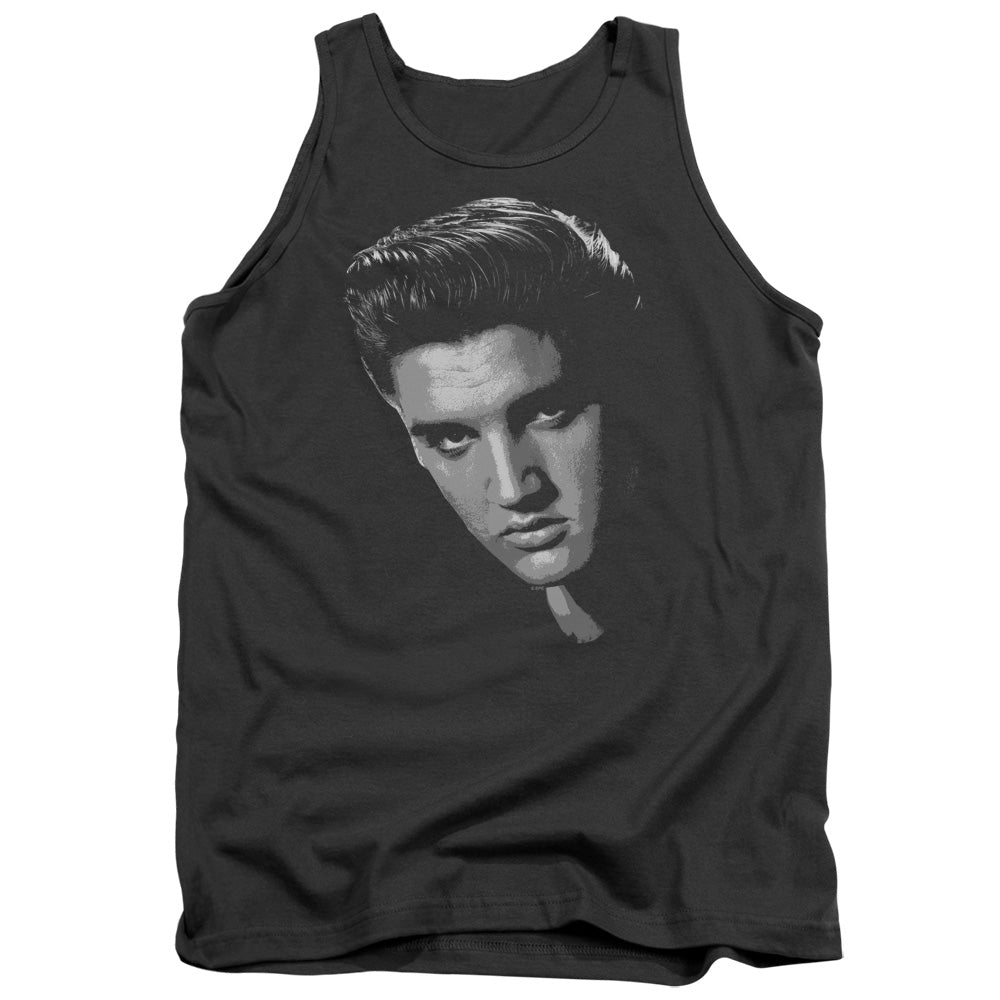 AN OFFCIALLY LICENSED ELVIS PRESLEY AMERICAN IDOL ADULT UNISEX TANK TOP CHARCOAL