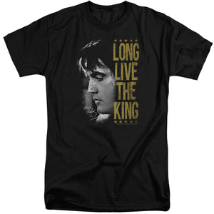 AN OFFCIALLY LICENSED ELVIS PRESLEY LONG LIVE THE KING MEN'S TALL FIT T-SHIRT BLACK