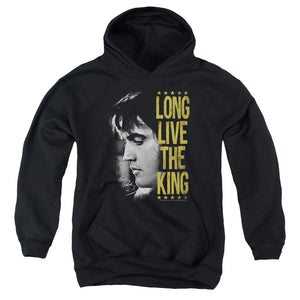 AN OFFCIALLY LICENSED ELVIS PRESLEY LONG LIVE THE KING YOUTH HOODIE BLACK