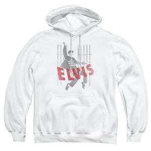AN OFFCIALLY LICENSED ELVIS PRESLEY ICONIC POSE ADULT UNISEX PULLOVER HOODIE WHITE