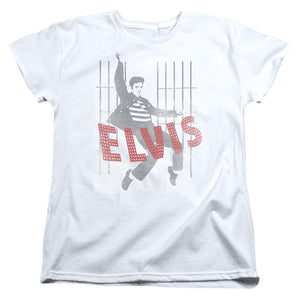 AN OFFCIALLY LICENSED ELVIS PRESLEY ICONIC POSE WOMEN'S REGULAR FIT T-SHIRT WHITE
