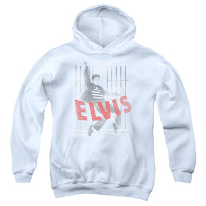 AN OFFCIALLY LICENSED ELVIS PRESLEY ICONIC POSE YOUTH HOODIE WHITE