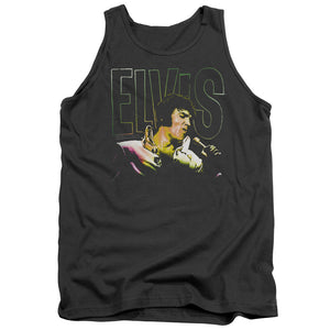 AN OFFCIALLY LICENSED ELVIS PRESLEY MULTICOLORED ADULT UNISEX TANK TOP CHARCOAL