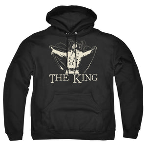 AN OFFCIALLY LICENSED ELVIS PRESLEY ORNATE KING ADULT UNISEX PULLOVER HOODIE BLACK