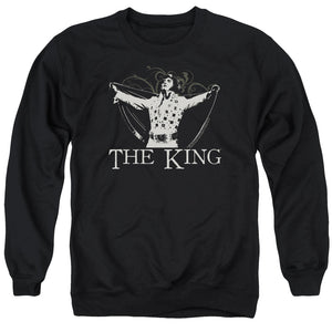 AN OFFCIALLY LICENSED ELVIS PRESLEY ORNATE KING ADULT UNISEX CREWNECK SWEATSHIRT BLACK