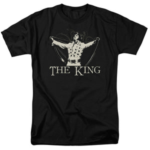 AN OFFCIALLY LICENSED ELVIS PRESLEY ORNATE KING MEN'S REGULAR FIT T-SHIRT BLACK
