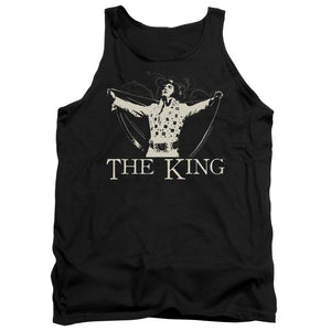 AN OFFCIALLY LICENSED ELVIS PRESLEY ORNATE KING ADULT UNISEX TANK TOP BLACK
