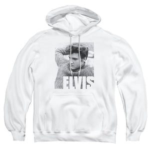 AN OFFCIALLY LICENSED ELVIS PRESLEY RELAXING ADULT UNISEX PULLOVER HOODIE WHITE