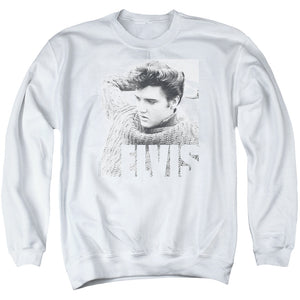 AN OFFCIALLY LICENSED ELVIS PRESLEY RELAXING ADULT UNISEX CREWNECK SWEATSHIRT WHITE