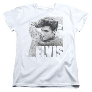 AN OFFCIALLY LICENSED ELVIS PRESLEY RELAXING WOMEN'S REGULAR FIT T-SHIRT WHITE