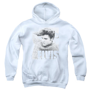 AN OFFCIALLY LICENSED ELVIS PRESLEY RELAXING YOUTH HOODIE WHITE