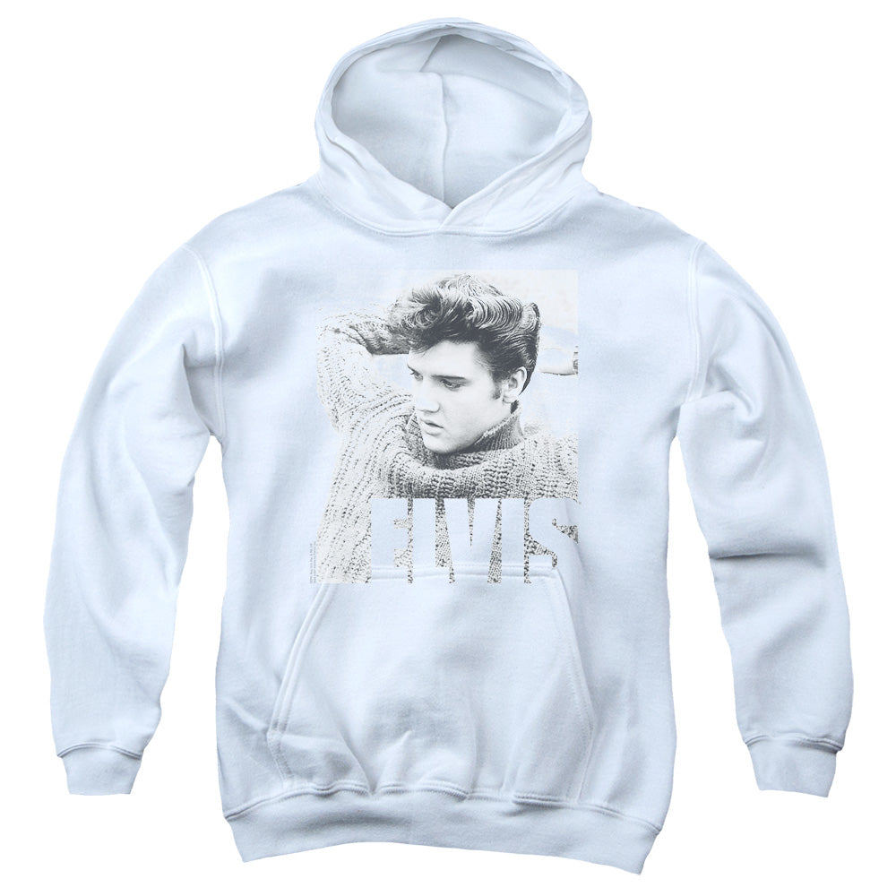 AN OFFCIALLY LICENSED ELVIS PRESLEY RELAXING YOUTH HOODIE WHITE