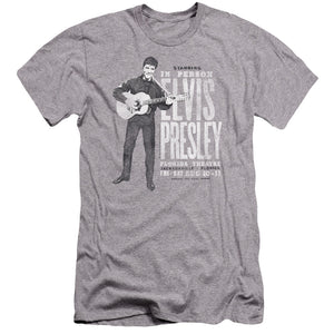 AN OFFCIALLY LICENSED ELVIS PRESLEY IN PERSON MEN'S PREMIUM SLIM FIT T-SHIRT ATHLETIC HEATHER
