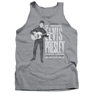 AN OFFCIALLY LICENSED ELVIS PRESLEY IN PERSON ADULT UNISEX TANK TOP ATHLETIC HEATHER