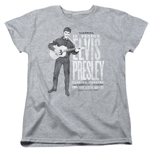 AN OFFCIALLY LICENSED ELVIS PRESLEY IN PERSON WOMEN'S REGULAR FIT T-SHIRT ATHLETIC HEATHER
