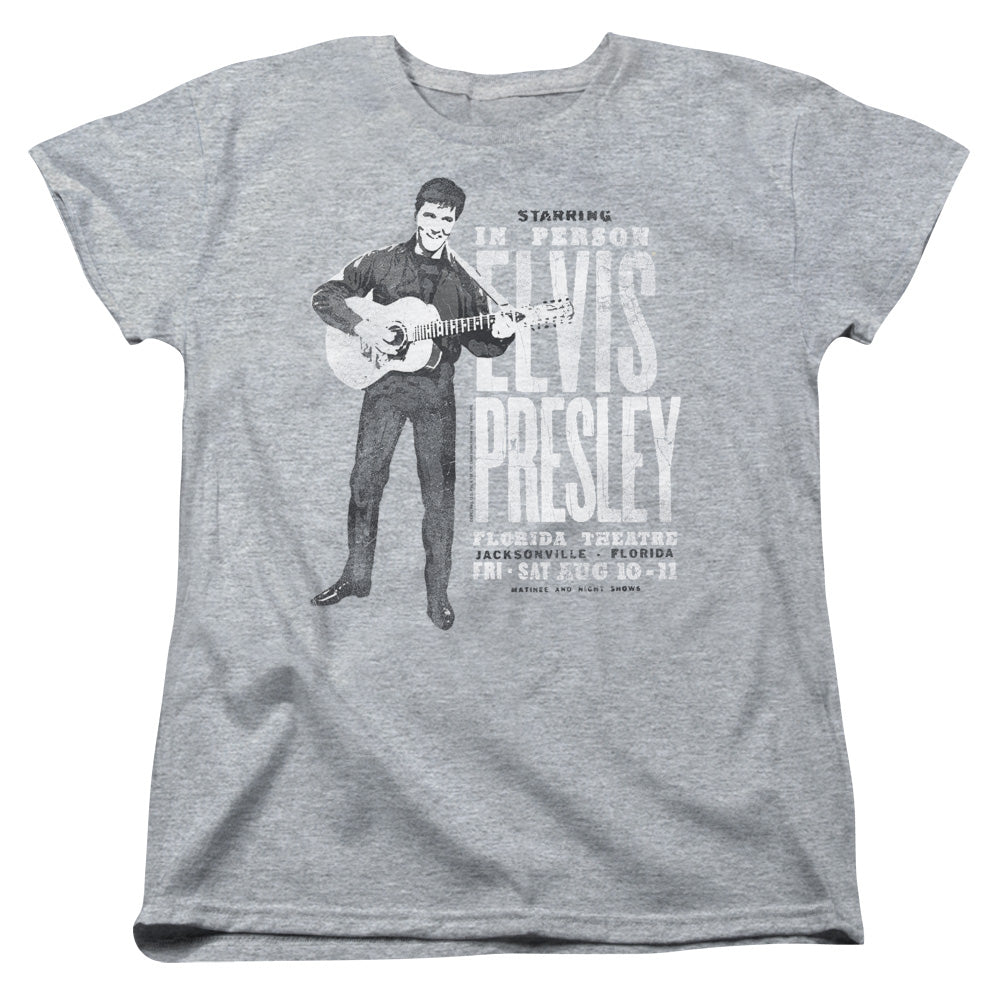 AN OFFCIALLY LICENSED ELVIS PRESLEY IN PERSON WOMEN'S REGULAR FIT T-SHIRT ATHLETIC HEATHER