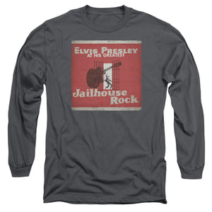 AN OFFCIALLY LICENSED ELVIS PRESLEY GREATEST MEN'S LONG SLEEVE T-SHIRT CHARCOAL