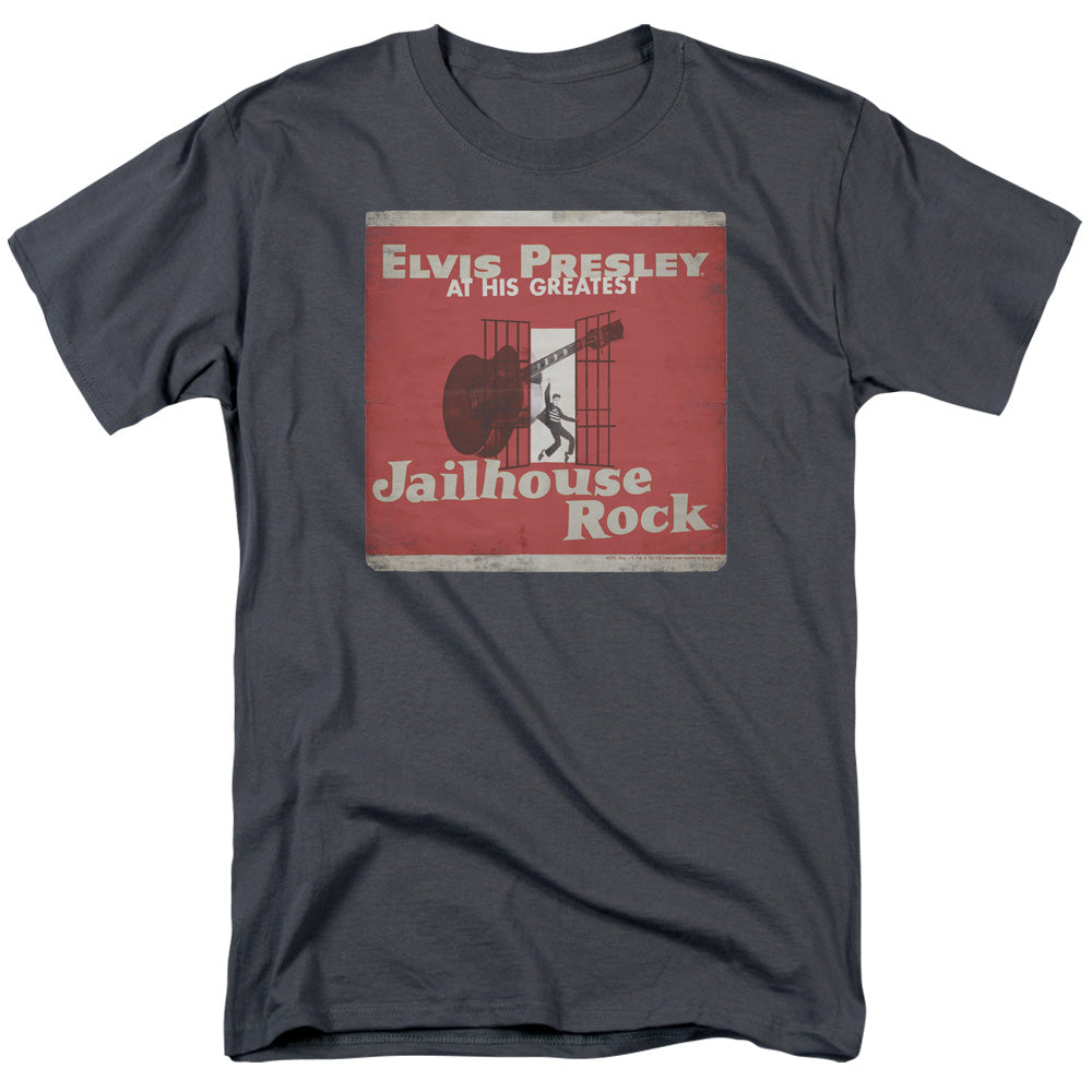 AN OFFCIALLY LICENSED ELVIS PRESLEY GREATEST MEN'S REGULAR FIT T-SHIRT CHARCOAL