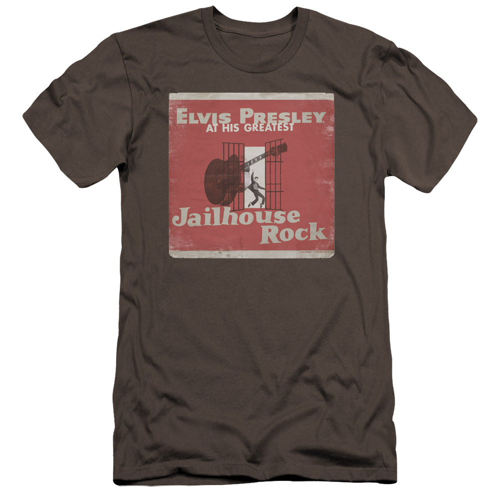 AN OFFCIALLY LICENSED ELVIS PRESLEY GREATEST MEN'S PREMIUM SLIM FIT T-SHIRT CHARCOAL