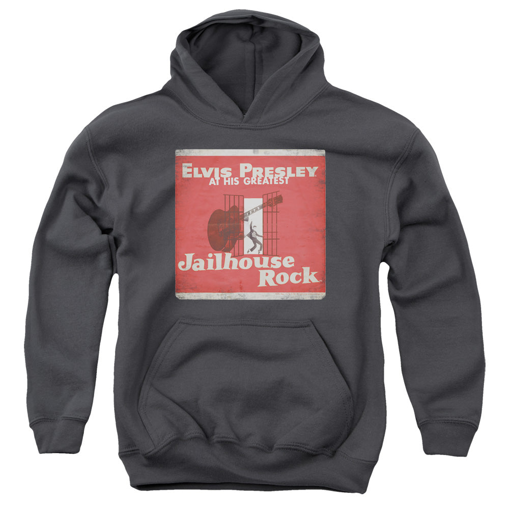 AN OFFCIALLY LICENSED ELVIS PRESLEY GREATEST YOUTH HOODIE CHARCOAL