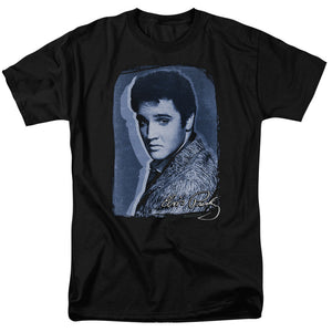 AN OFFCIALLY LICENSED ELVIS PRESLEY OVERLAY MEN'S REGULAR FIT T-SHIRT BLACK