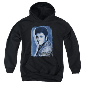 AN OFFCIALLY LICENSED ELVIS PRESLEY OVERLAY YOUTH HOODIE BLACK