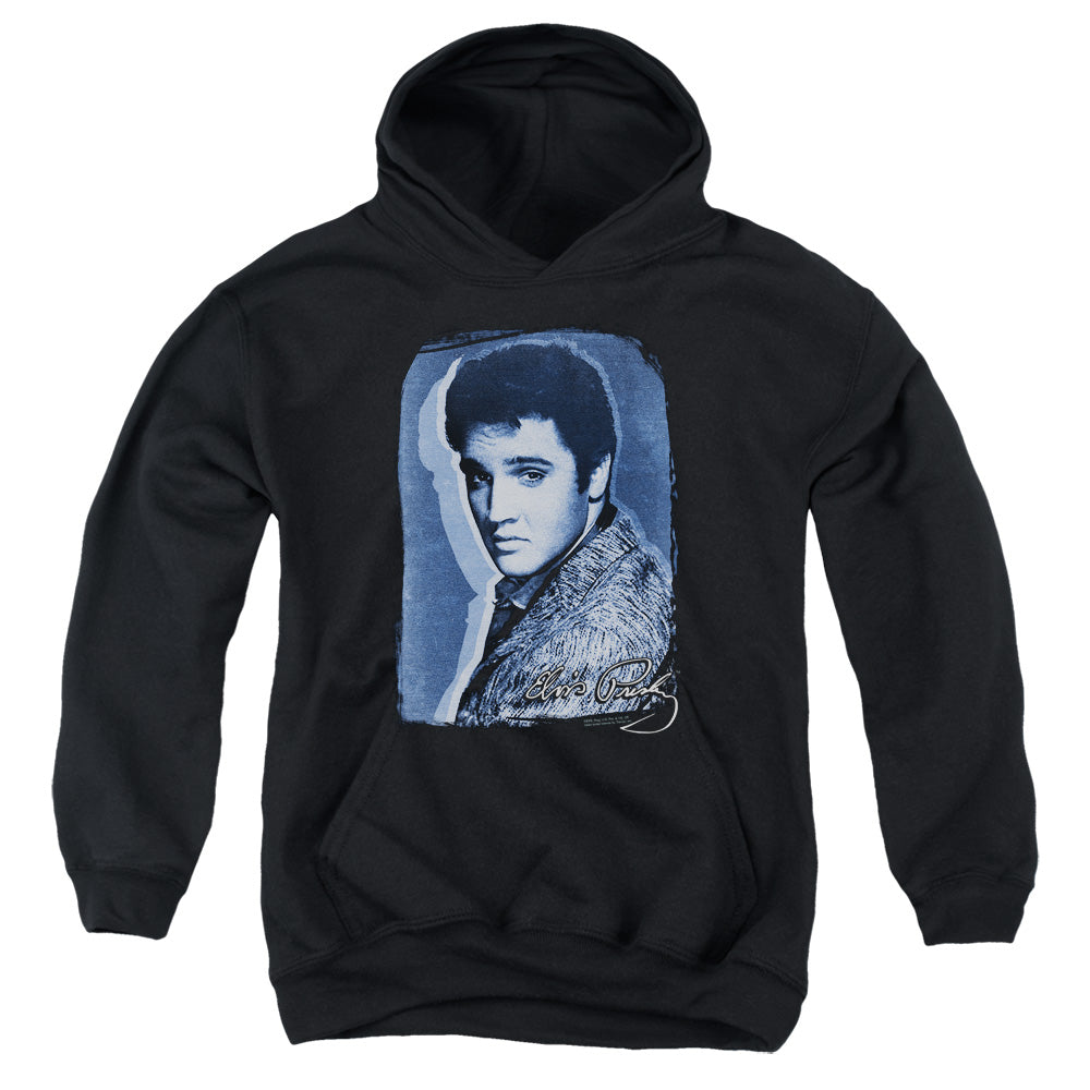 AN OFFCIALLY LICENSED ELVIS PRESLEY OVERLAY YOUTH HOODIE BLACK