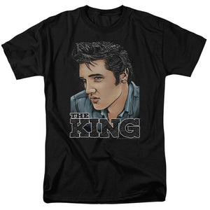 AN OFFCIALLY LICENSED ELVIS PRESLEY GRAPHIC KING MEN'S REGULAR FIT T-SHIRT BLACK